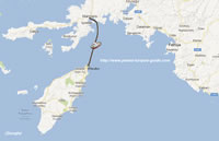 carte plan traversée Ferry boat marmaris Turquie Rhodes Grèce